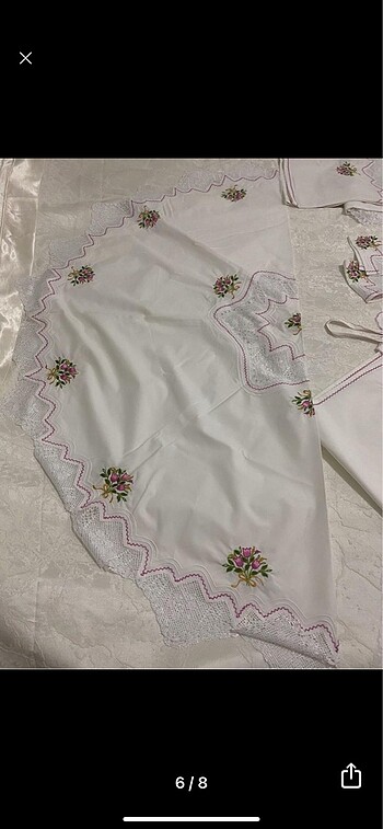 Beden Dantelli kanaviçeli mutfak takımı