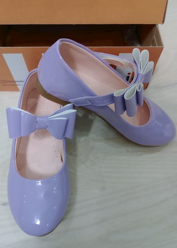 Lila Fiyonklu Kız Babet Ayakkabı - Görsel 5