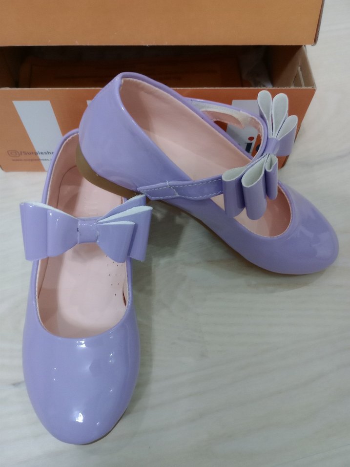 Lila Fiyonklu Kız Babet Ayakkabı - Görsel 5