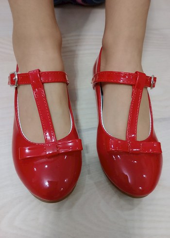 Kız Çocuk Kırmızı Tokalı Babet - Görsel 2