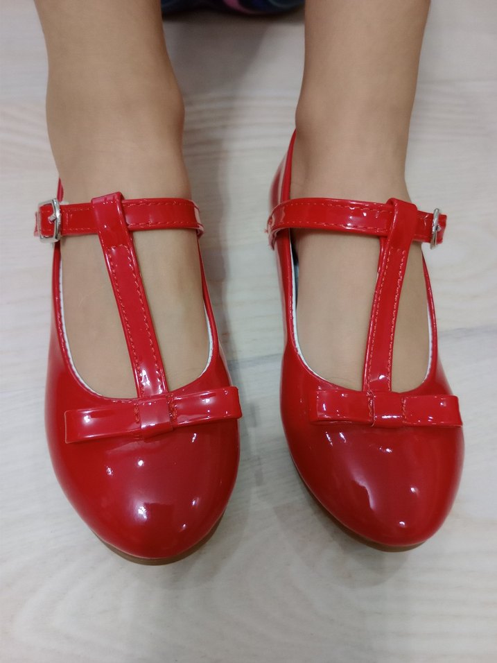 Kız Çocuk Kırmızı Tokalı Babet - Görsel 2