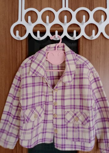 Mor Ekose Desenli Düğmeli kız çocuk Gömlek - Görsel 2