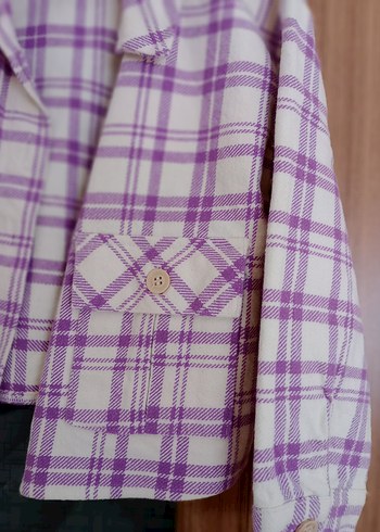 Mor Ekose Desenli Düğmeli kız çocuk Gömlek - Görsel 6