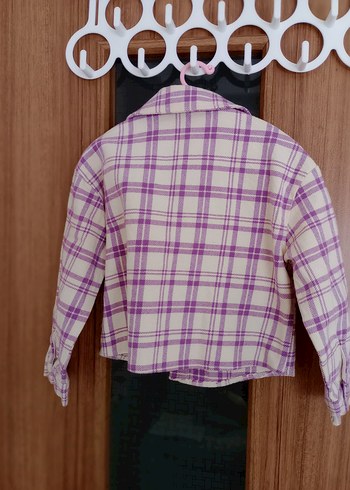 Mor Ekose Desenli Düğmeli kız çocuk Gömlek - Görsel 5