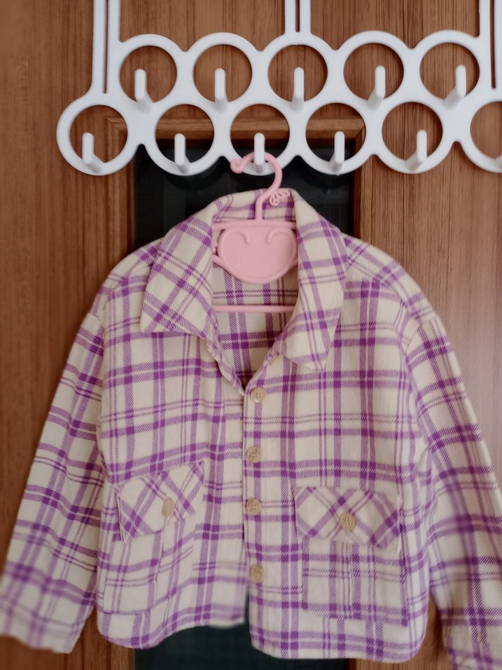 Mor Ekose Desenli Düğmeli kız çocuk Gömlek - Görsel 2