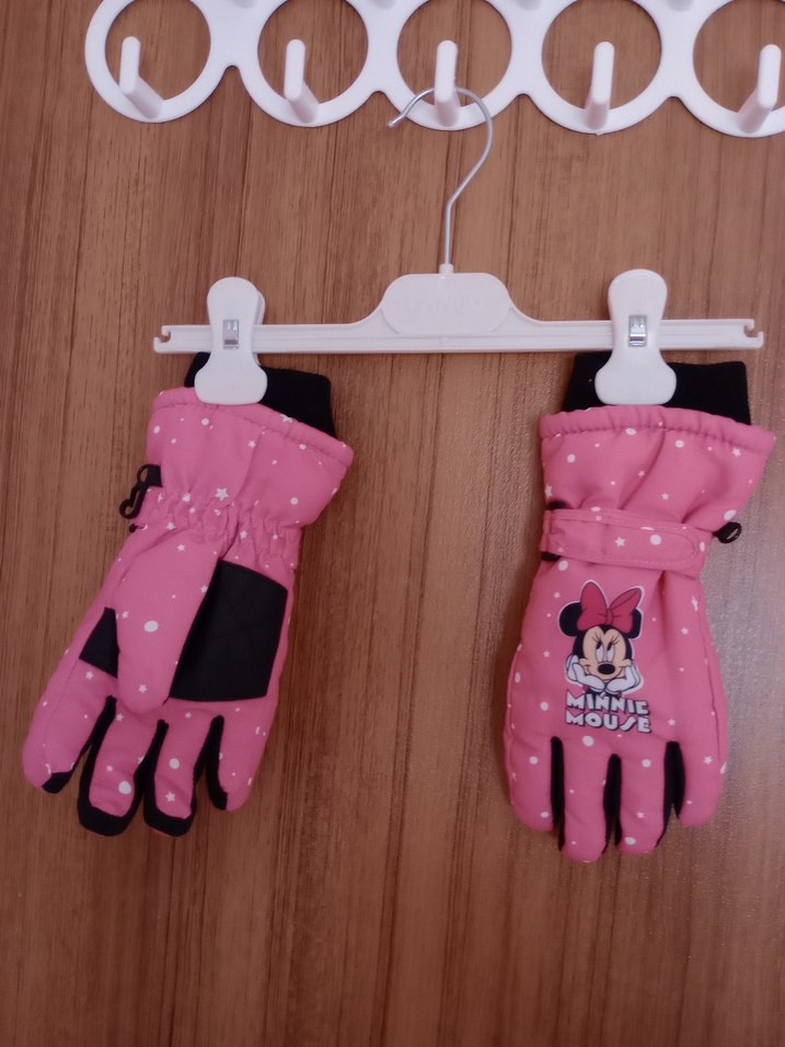 Kız Çocuk Minnie Baskılı Pembe Eldiven - Görsel 3