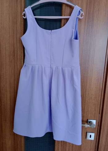 Mavi Midi Elbisesi, Kolsuz, Pileli - Görsel 6