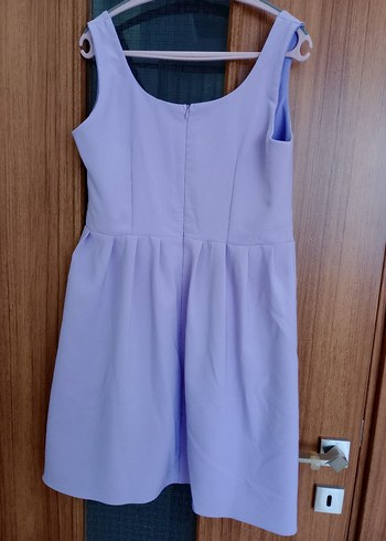 Mavi Midi Elbisesi, Kolsuz, Pileli - Görsel 5