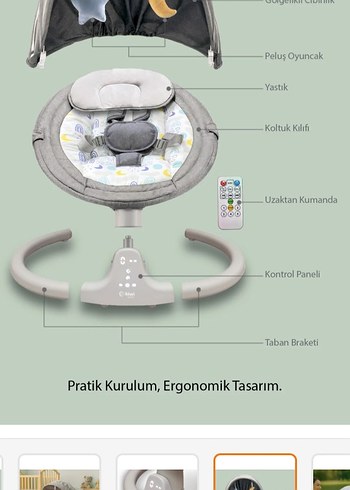 Kiwi Baby Kbaby-71 Otomatik Sallanan Bebek Beşiği - Görsel 2