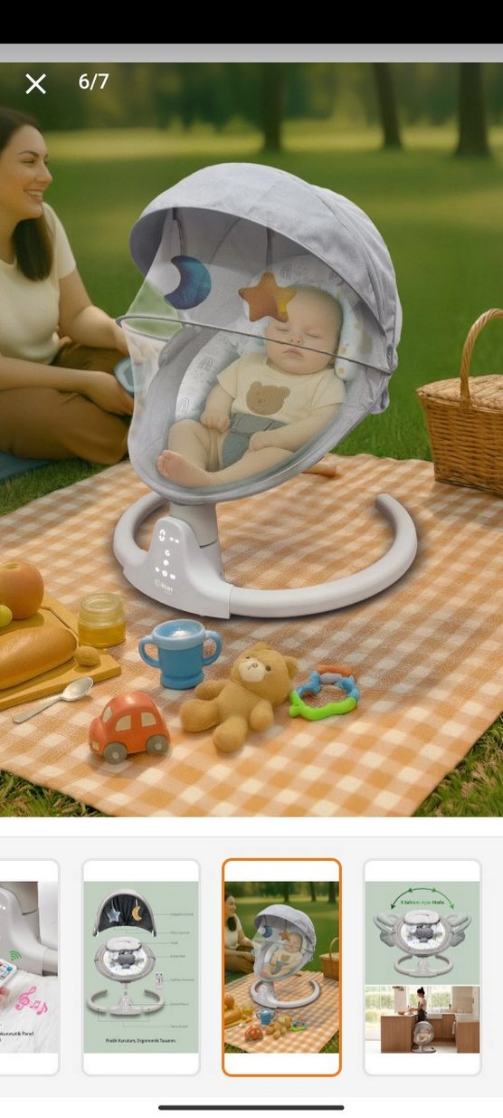 Kiwi Baby Kbaby-71 Otomatik Sallanan Bebek Beşiği - Görsel 3