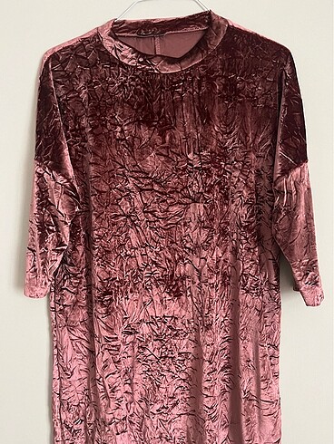 Zara elbise kadife M/38 pembe/mor parti - Party dress