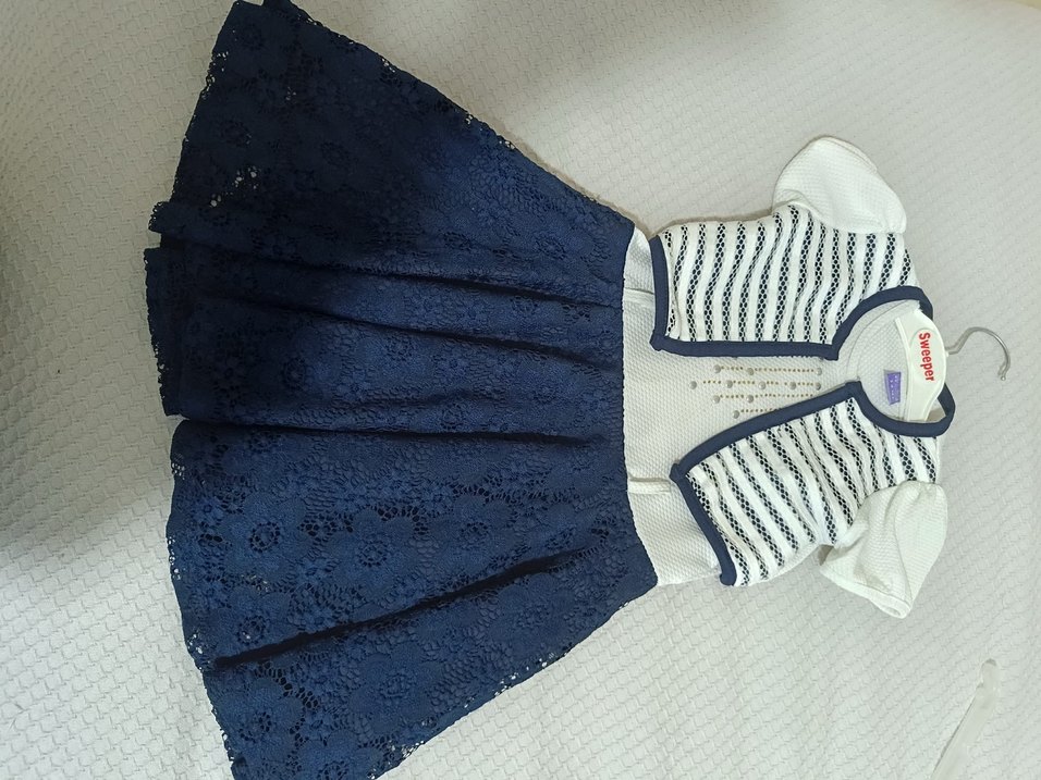 Kız Çocuk Dantelli Örme Elbise - Görsel 2