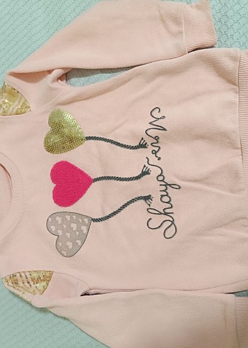 Pembe Kız Sweatshirt Nakışlı