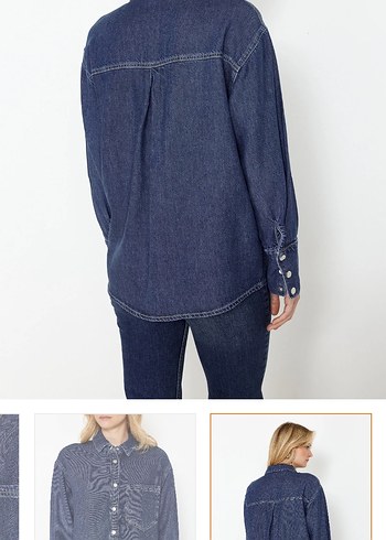 Lacivert Denim Gömlek - Görsel 2