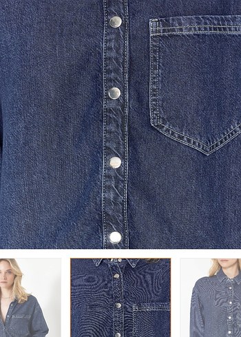 Lacivert Denim Gömlek - Görsel 3