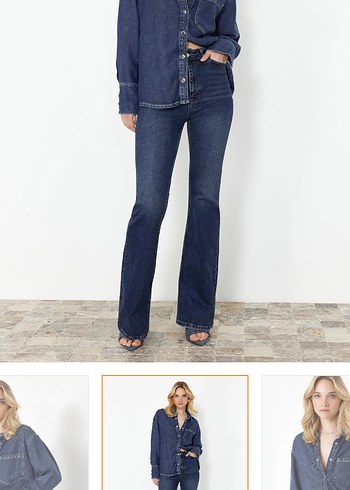 Lacivert Denim Gömlek - Görsel 4