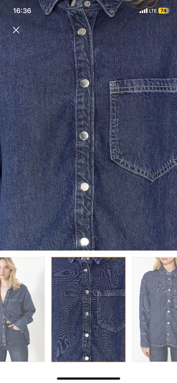 Lacivert Denim Gömlek - Görsel 3