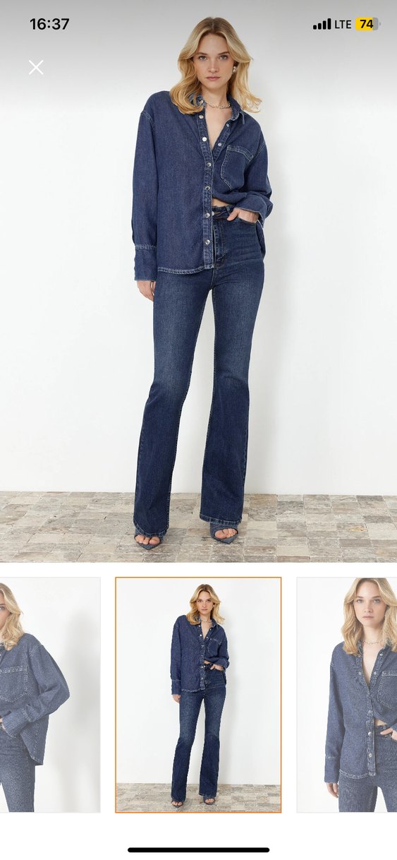 Lacivert Denim Gömlek - Görsel 4