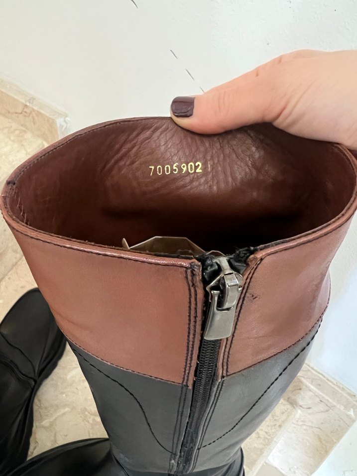 Kahverengi Siyah Deri Kadın çizme - Görsel 5