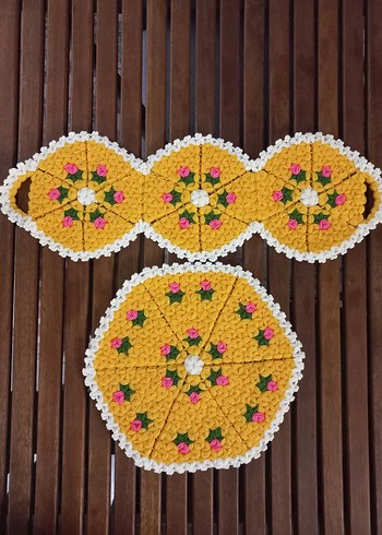 Sarı Çiçekli Banyo Lif Seti - Görsel 7