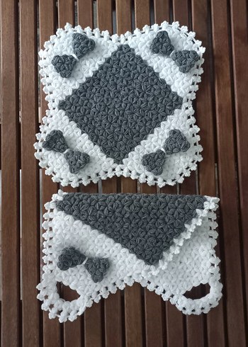 Gri Beyaz El Örgüsü Lif Seti - Görsel 2