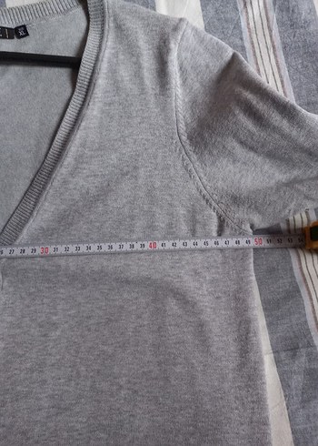 Gri Uzun Kollu Düğmeli Kadın Hırka - Görsel 3
