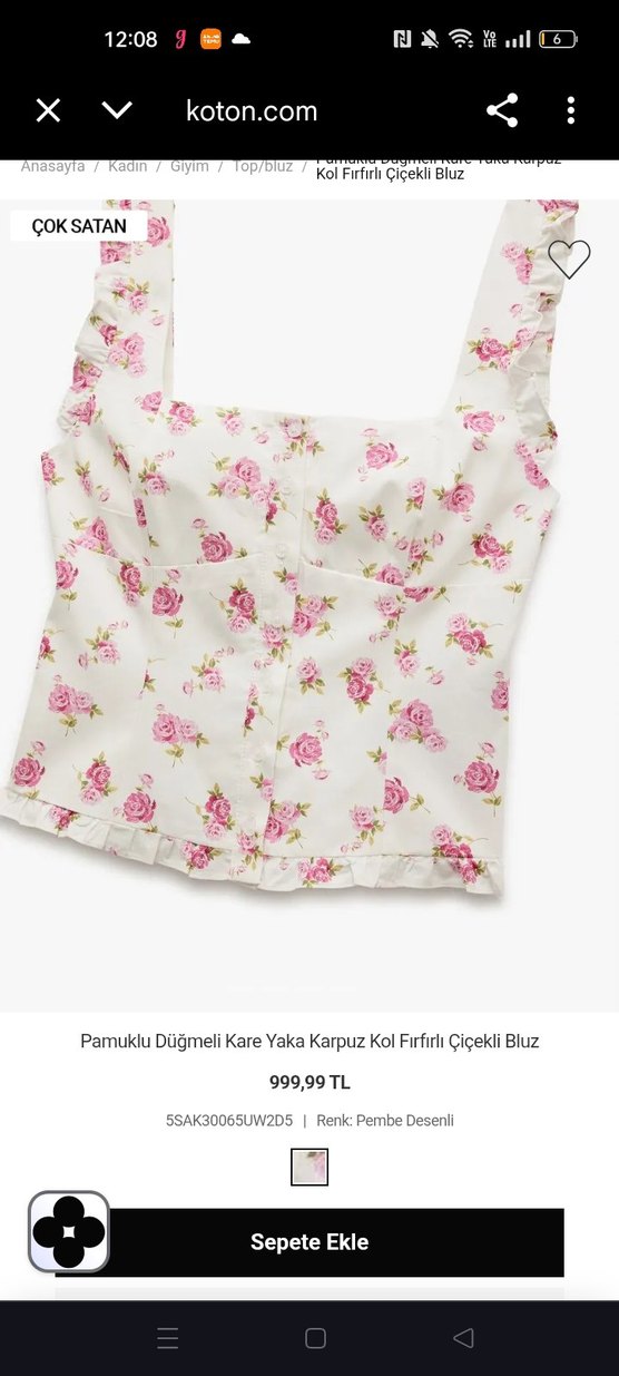 Pembe Çiçekli Midi  askılı krop - Görsel 5