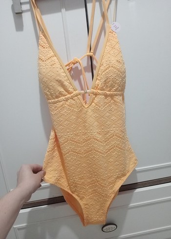 Koton Sarı Dantel Detaylı İnce Askılı Mayo