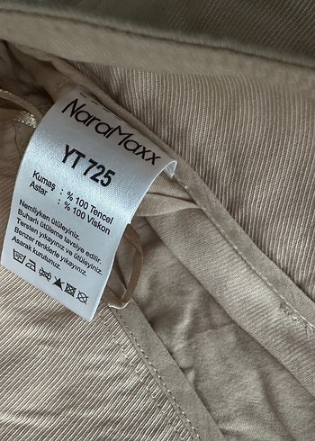 Bej Kadın Keten Rahat Kesim Pantolon - Görsel 3