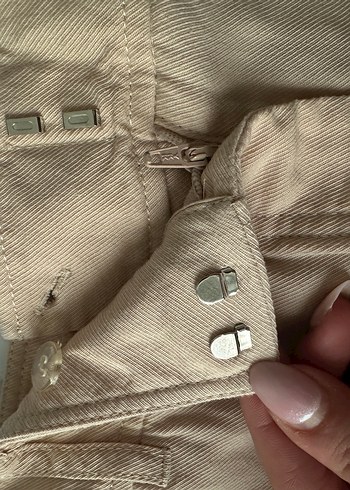 Bej Kadın Keten Rahat Kesim Pantolon - Görsel 2