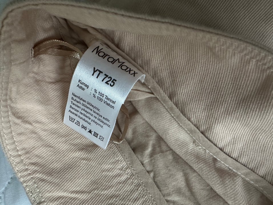 Bej Kadın Keten Rahat Kesim Pantolon - Görsel 3