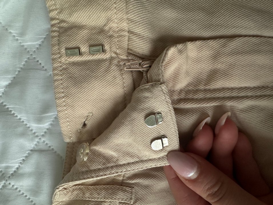 Bej Kadın Keten Rahat Kesim Pantolon - Görsel 2