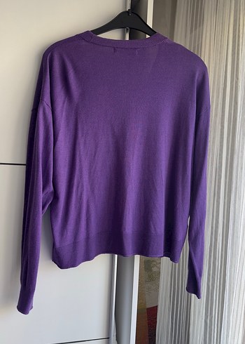 Mor Düğmeli Kadın Hırka - Görsel 2