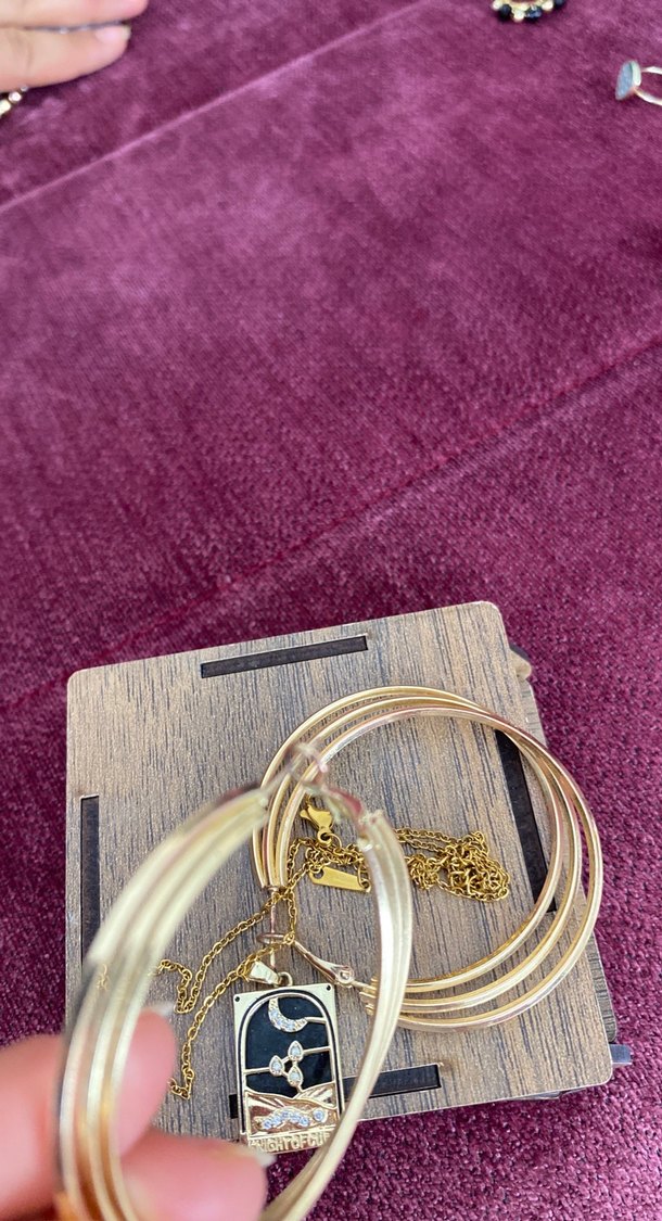 Küpe kolye takım gold çelik - Görsel 4