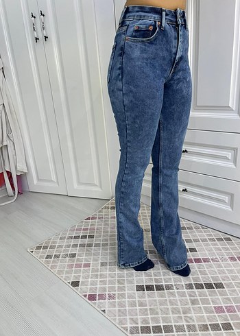 Diğer Düğmeli Mavi Kadın Denim Pantolon