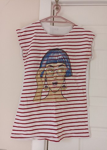 kadın Renkli Desenli Tişört - Görsel 2