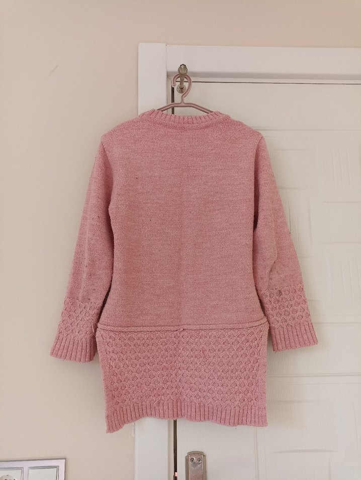 Nakışlı Pembe Triko kız çocuk Kazak - Görsel 5