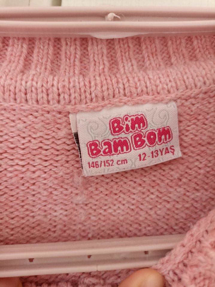 Nakışlı Pembe Triko kız çocuk Kazak - Görsel 4