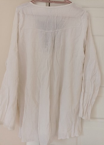 Nakışlı Beyaz Bohem Uzun Kollu Bluz - Görsel 6