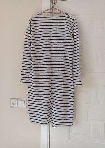 Gri Çizgili Uzun Kollu Triko Elbise - Görsel 7