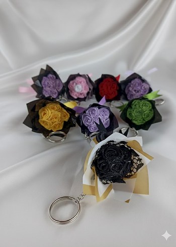 el emeği Renkli Anahtarlık Çiçek Buketi - Görsel 2