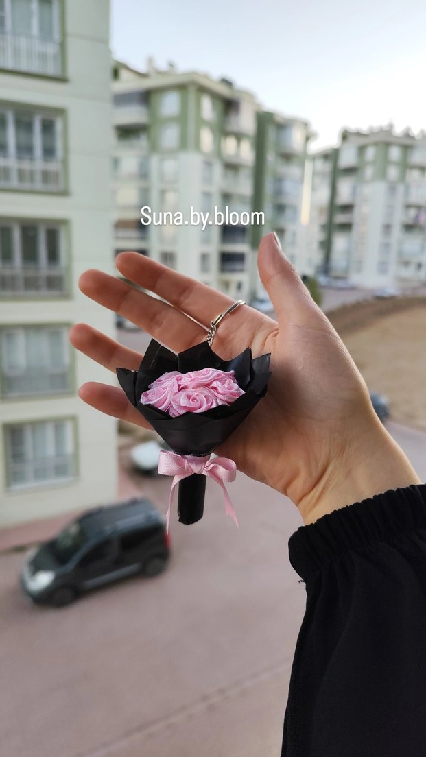 el emeği Renkli Anahtarlık Çiçek Buketi - Görsel 3