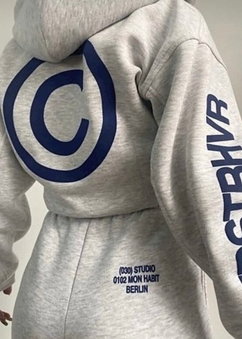 Gri Baskılı Rahat Kesim Kadın Eşofman Altı - Görsel 2