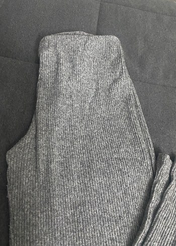 Gri Örgü Dokulu Kadın Keten Pantolon - Görsel 2