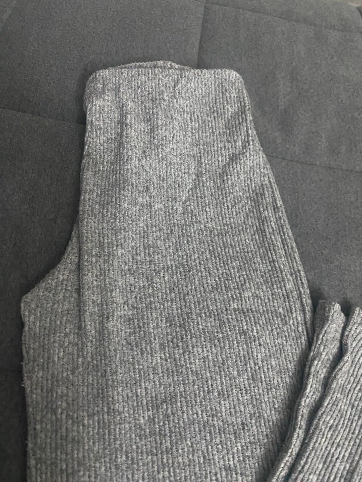 Gri Örgü Dokulu Kadın Keten Pantolon - Görsel 2