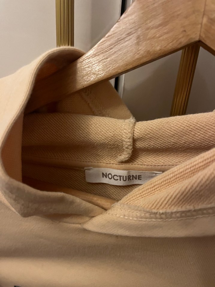 Bej Kısa Kesim Kapüşonlu Sweatshirt - Görsel 2