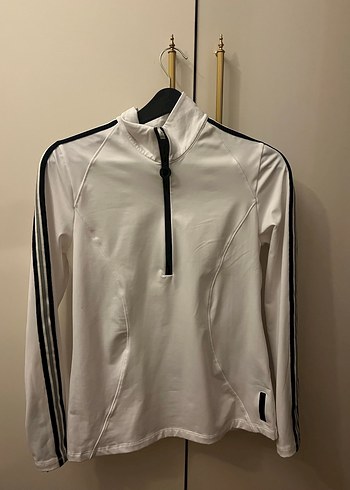 Yarım Fermuarlı Beyaz Spor Sweatshirt - Görsel 2