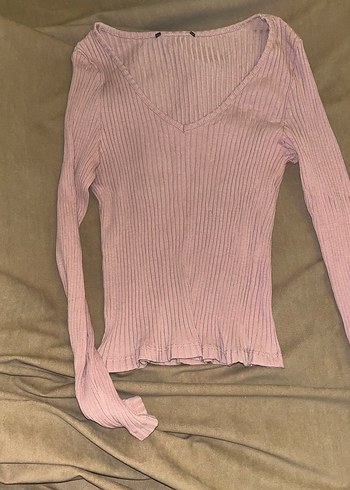 Pembe V Yaka bluz - Görsel 2