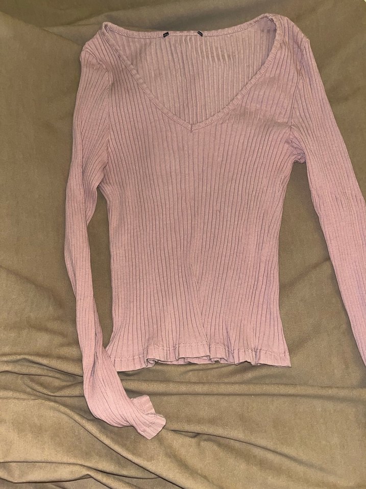 Pembe V Yaka bluz - Görsel 2