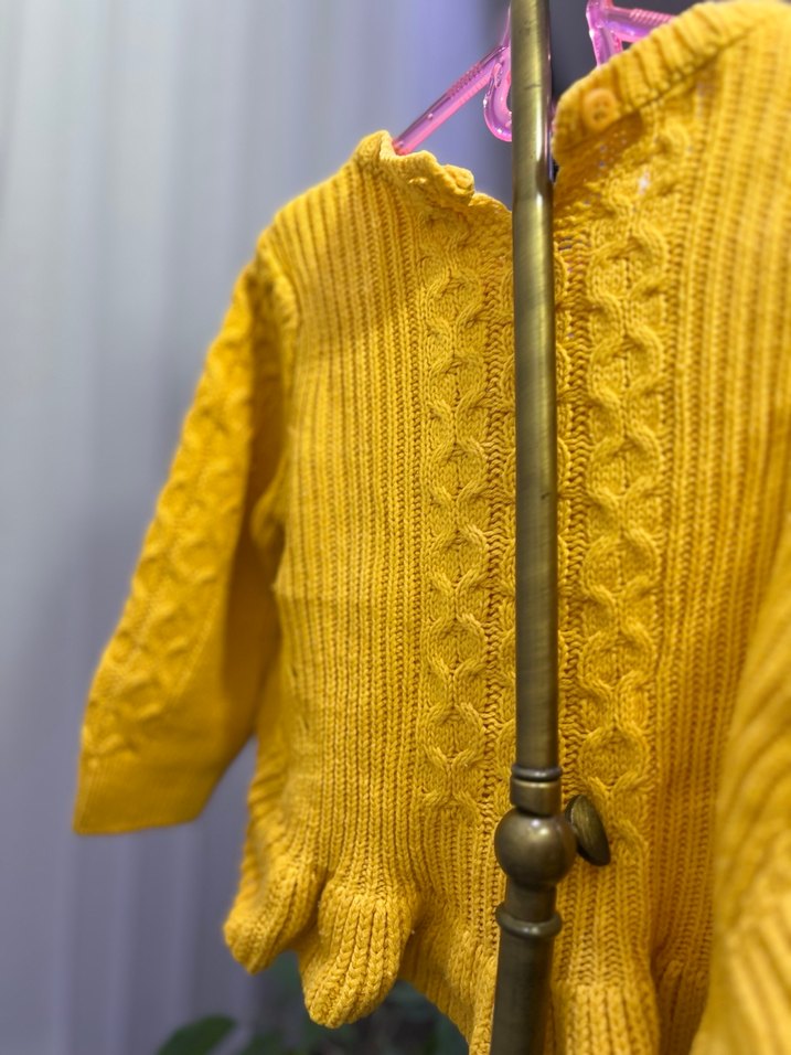 Sarı kız bebek Triko Kazak, Bisiklet Yaka, Uzun Kollu - Görsel 5